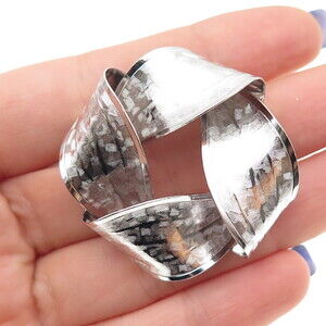 Rolyn 925 Sterling Silver Vintage Modernist Twisted Pin Brooch